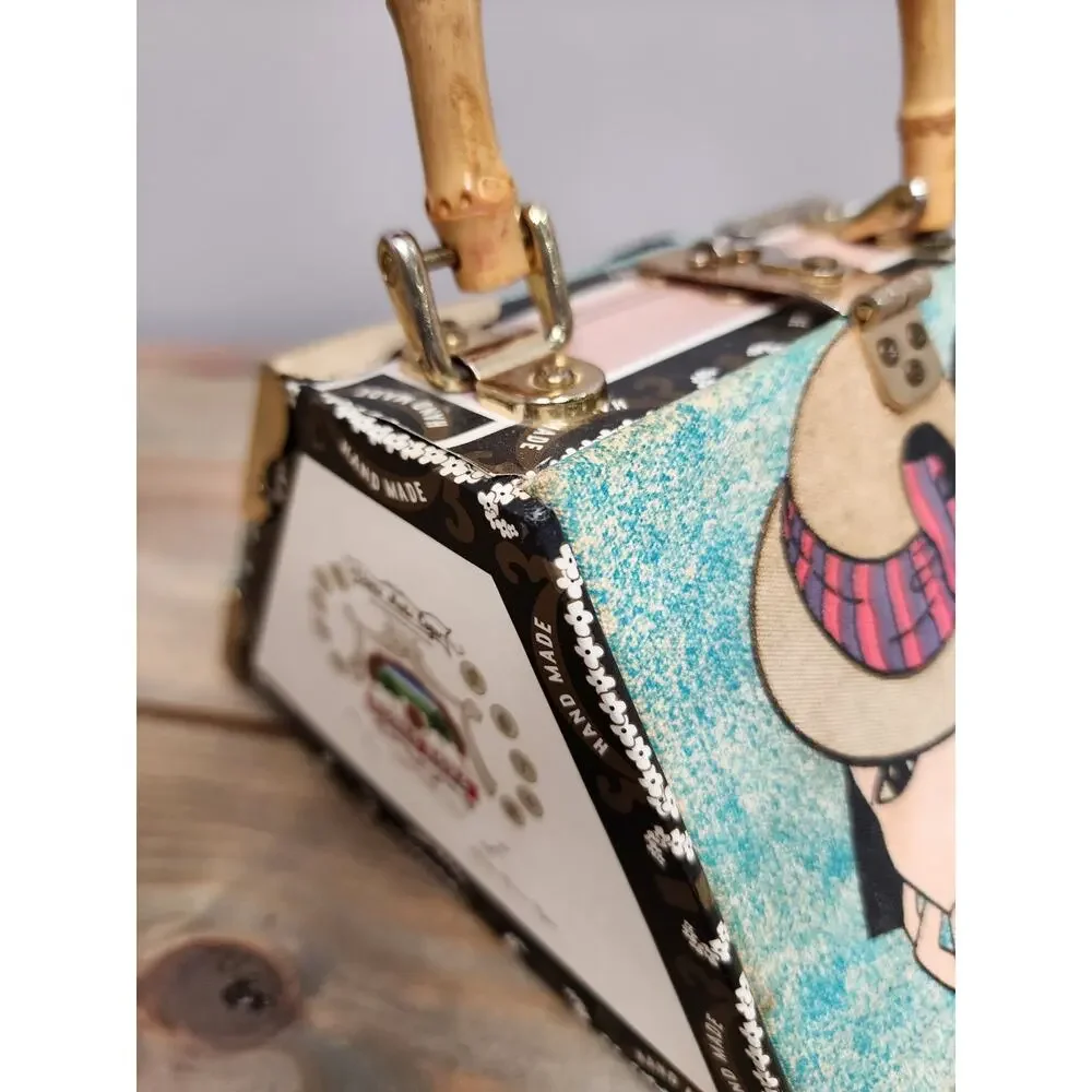 Purse CIGAR BOX Pocket book-Unique Beaded Art Deco Woman Leopard Print